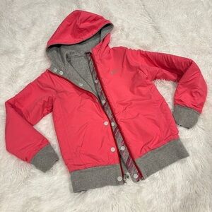 Nike Sportswear Pink & Gray Zip Up reversible Hooded Jacket youth Medium